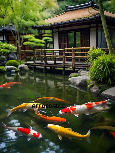 Koi Fish in a Pond
