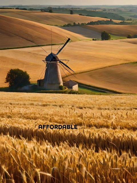 A windmill in a field of wheat