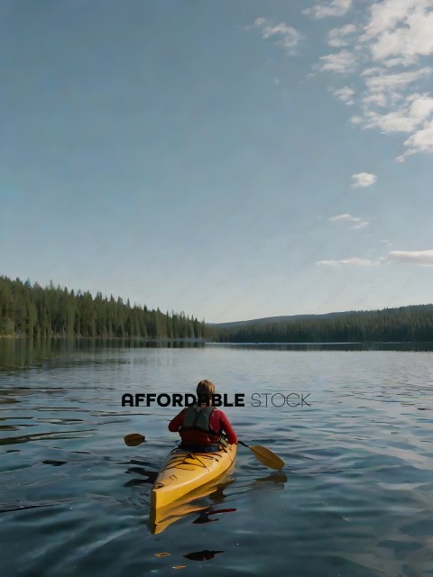 A person in a kayak on a lake