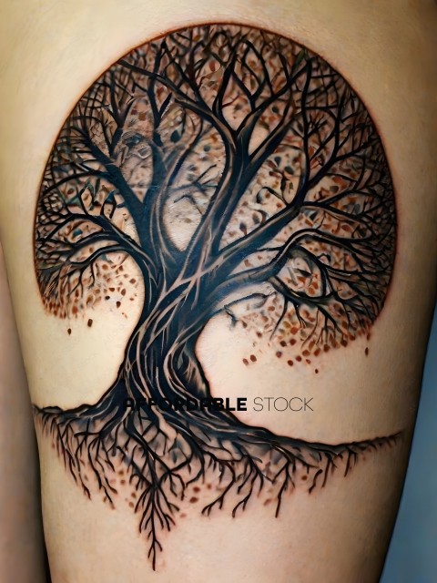 A tattoo of a tree with no leaves