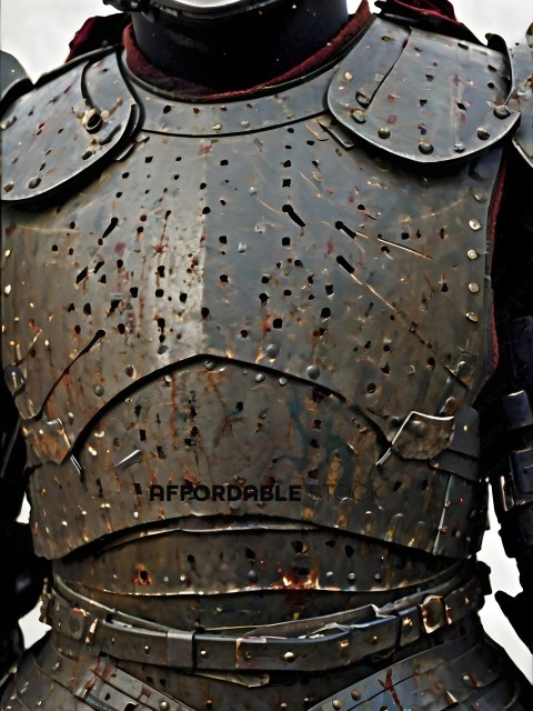 A close up of a metal suit of armor