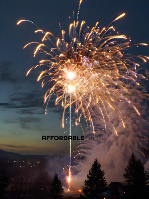 A fireworks display in the sky