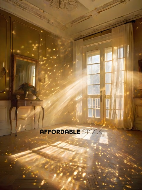 Sunlight shining through a window onto a table