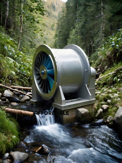 A water wheel in the woods