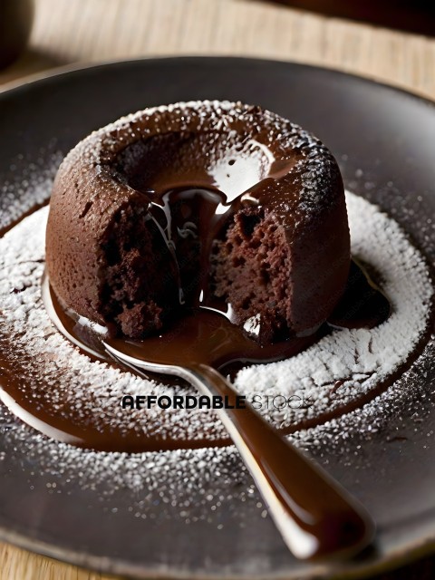Chocolate Cake with Powdered Sugar and Chocolate Frosting