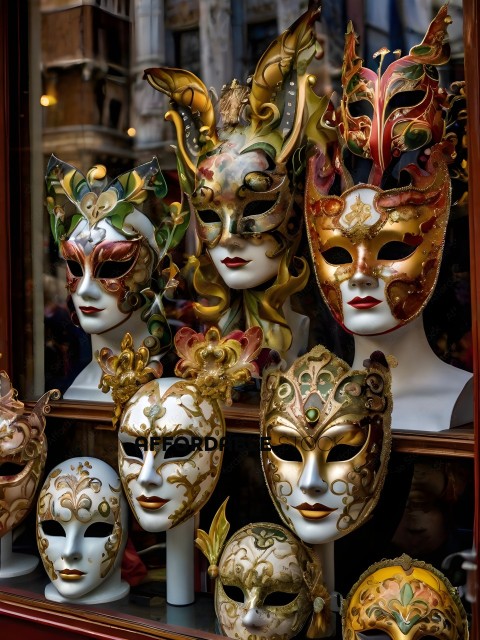 Masks on display in a store