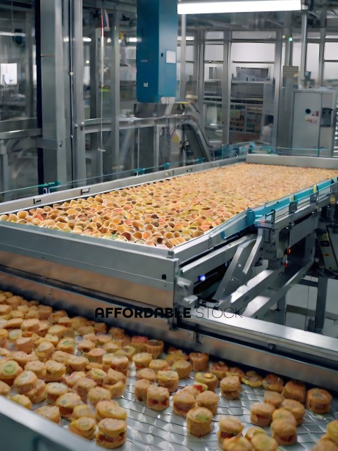 A conveyor belt of pastries