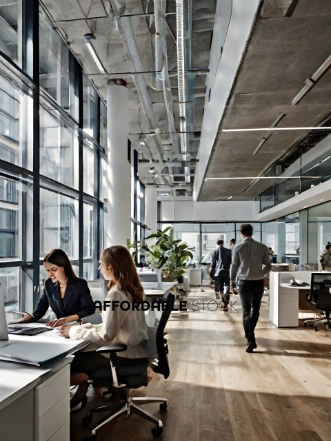 Office workers in a modern office setting