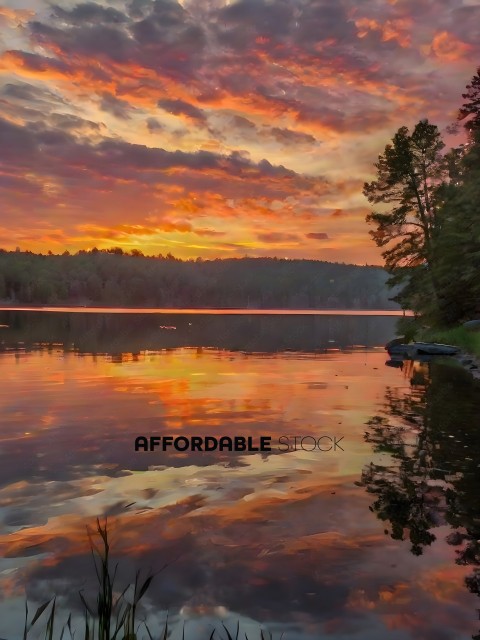 Reflection of a Sunset on a Lake