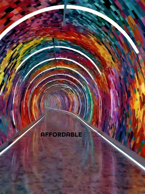 Tunnel with Rainbow Lights