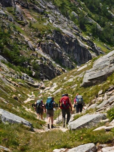 Hikers on a mountain trail with backpacks
