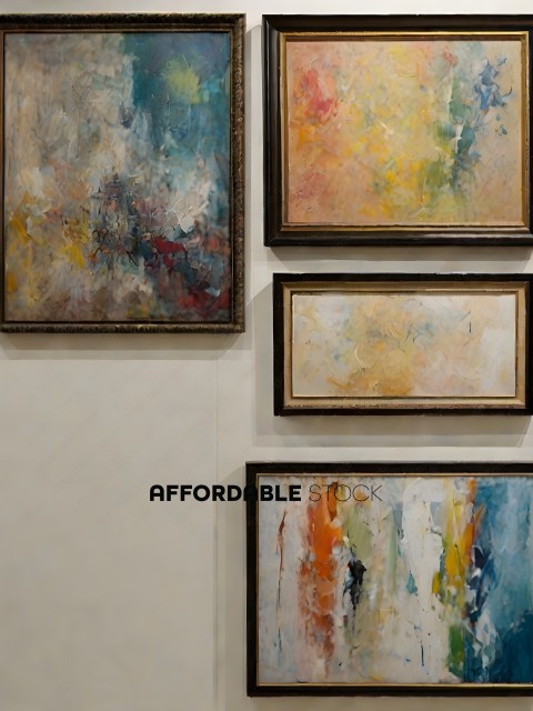 Four Abstract Paintings on Wall