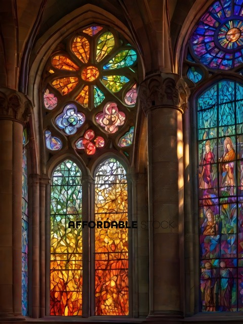 Stained Glass Window with Figurines