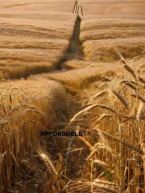 A pathway through a field of wheat