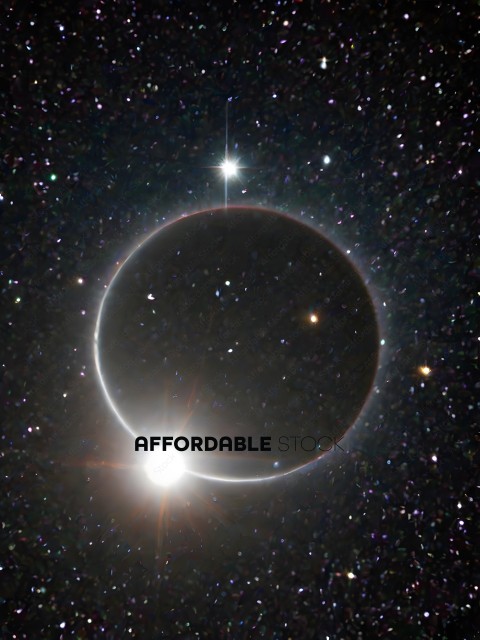 A solar eclipse with a star in the middle