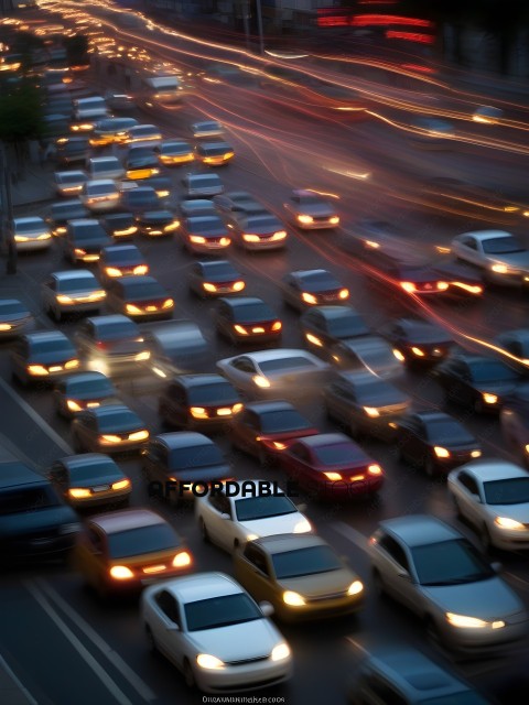 Traffic jam with many cars and a blurry background