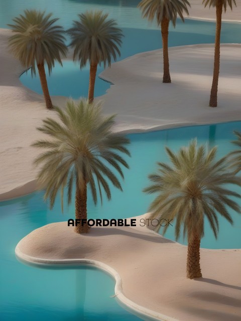 Palm Trees Growing in Sand and Water