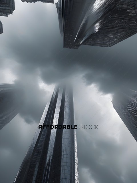 Tall Skyscrapers in a Cloudy Sky