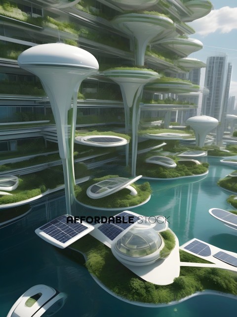 Futuristic City with Solar Energy