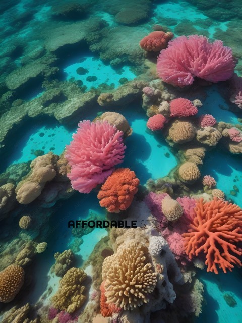 A variety of colorful coral and sea creatures