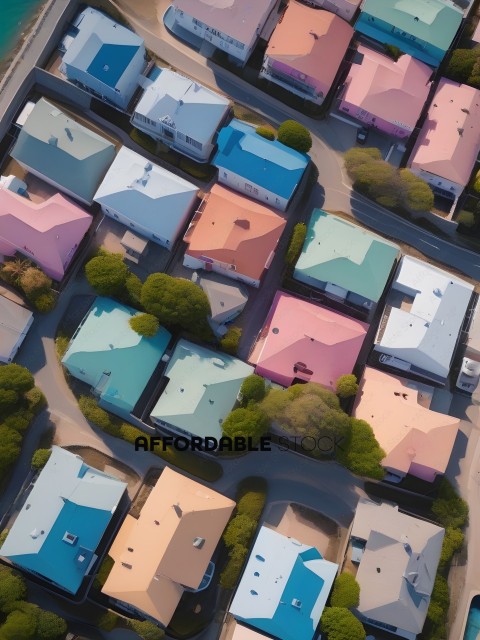 Houses with different colors in a neighborhood