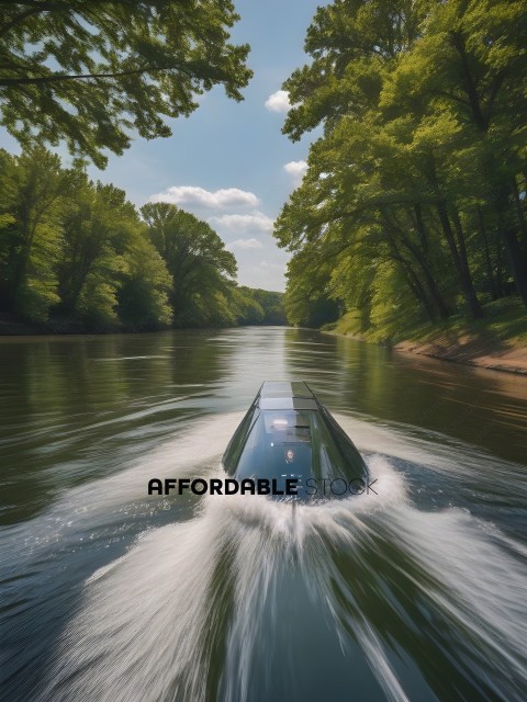A boat with a person on it is speeding through the water