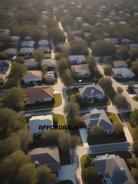 Aerial View of Houses in a Neighborhood
