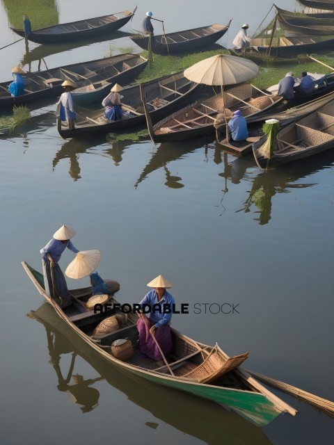 People in boats on a river