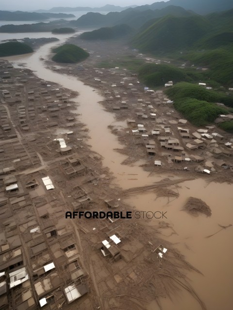 A town in the middle of a flood
