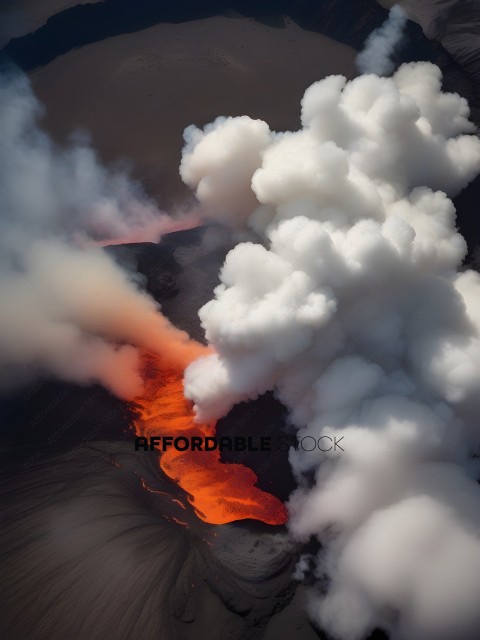 A volcano spewing smoke and lava