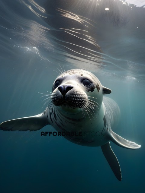 A seal underwater with its mouth open