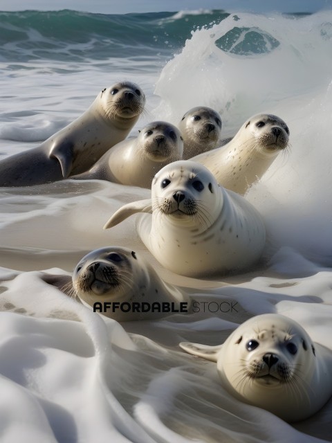 A group of seals in the water