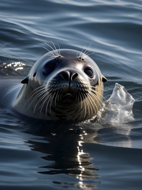A seal in the water with a clear reflection
