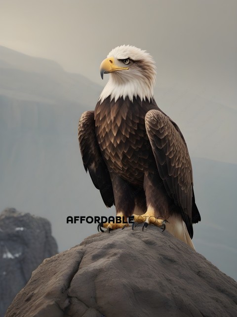 Eagle perched on a rocky outcrop