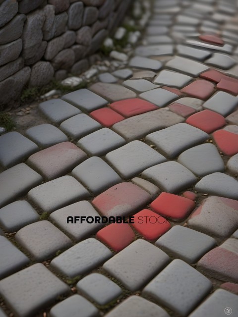A close up of a red and gray brick pattern
