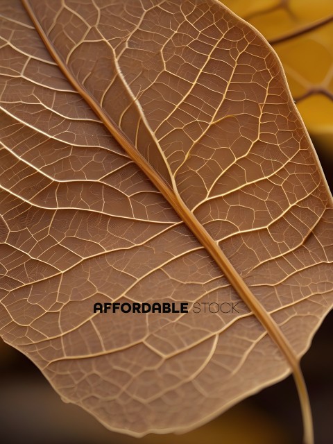A close up of a brown leaf with a few yellow spots