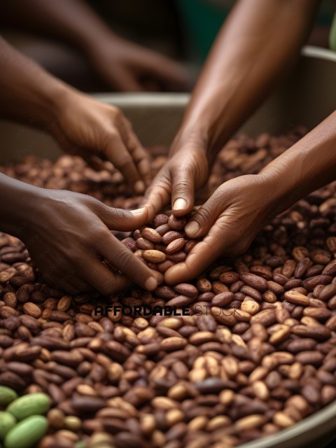 People picking out beans