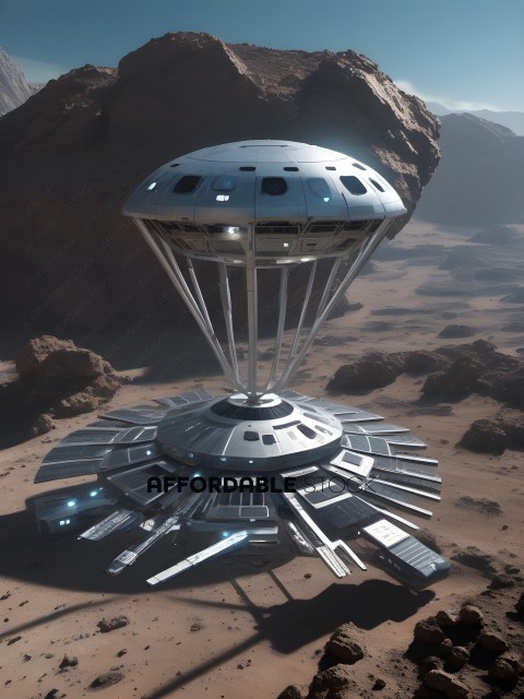 A futuristic space ship with a large dome on top