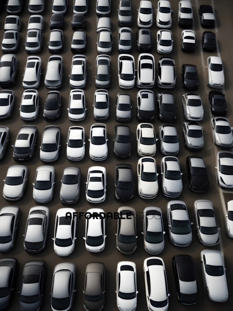 White Cars Parked in a Row