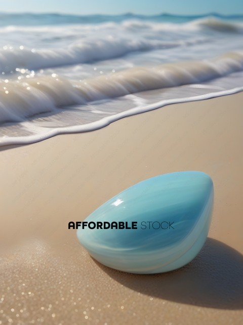 A blue shell on the beach