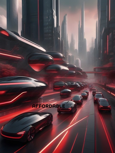 Futuristic Cars on a Highway