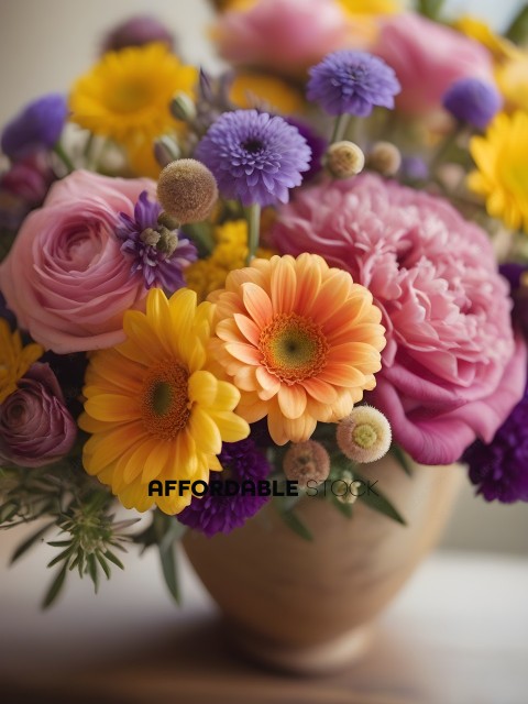 A bouquet of colorful flowers in a vase