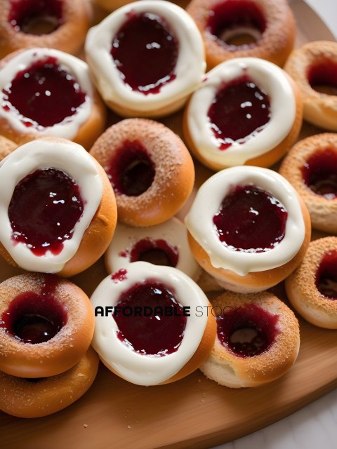 A plate of jelly filled donuts