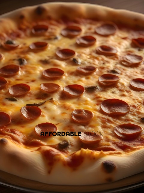 A close up of a pizza with pepperoni and cheese