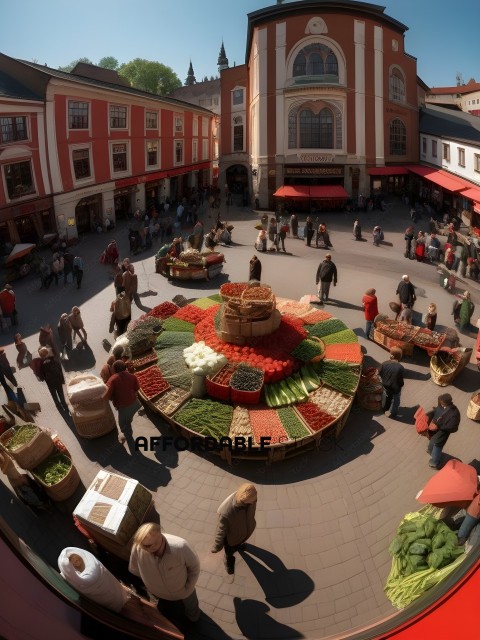 A Marketplace with a Large Display of Fruit and Vegetables