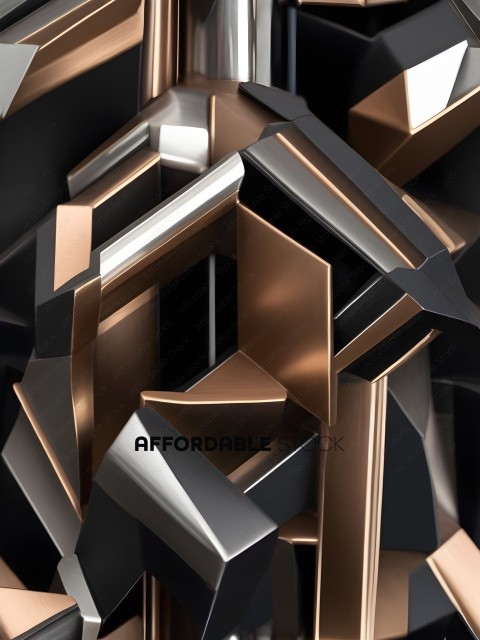 A close up of a gold and black geometric design