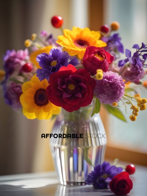 Vase of colorful flowers