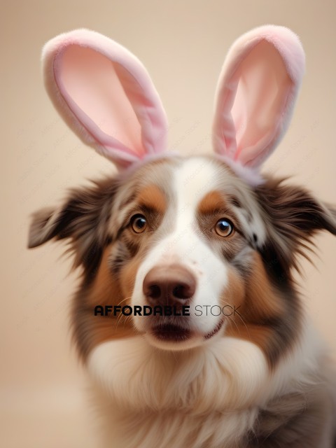 A dog wearing a bunny ears headband