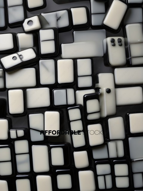 Black and White Tiles with White Objects