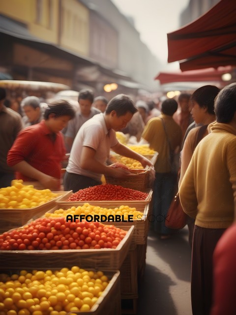 Man in White Shirt Selling Fruit at Market